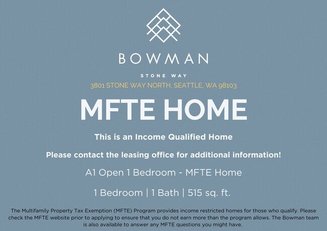 A1 Open 1 Bedroom MFTE 148 floor plan